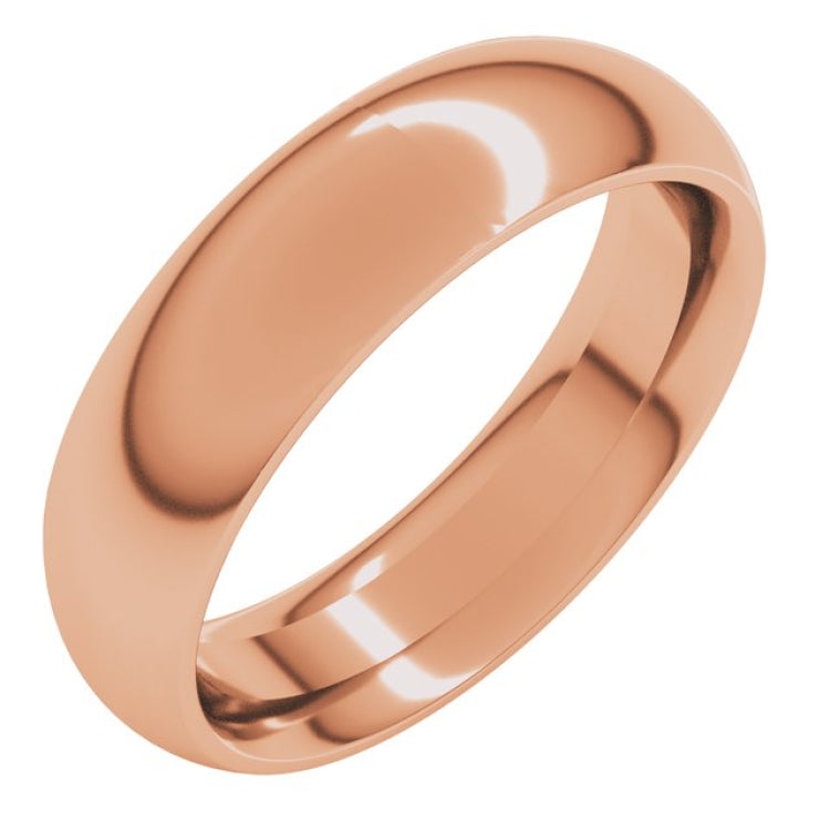 14K Rose Gold 5.5 mm Comfort-Fit Half Round Band Size 9.5