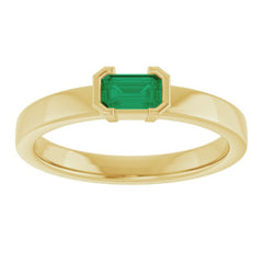 14K Yellow Gold Lab-Grown Emerald Family Stackable Ring