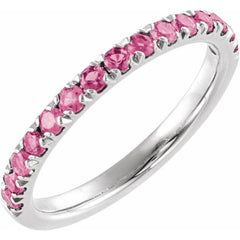 Sterling Silver Natural Pink Tourmaline Stackable Ring
