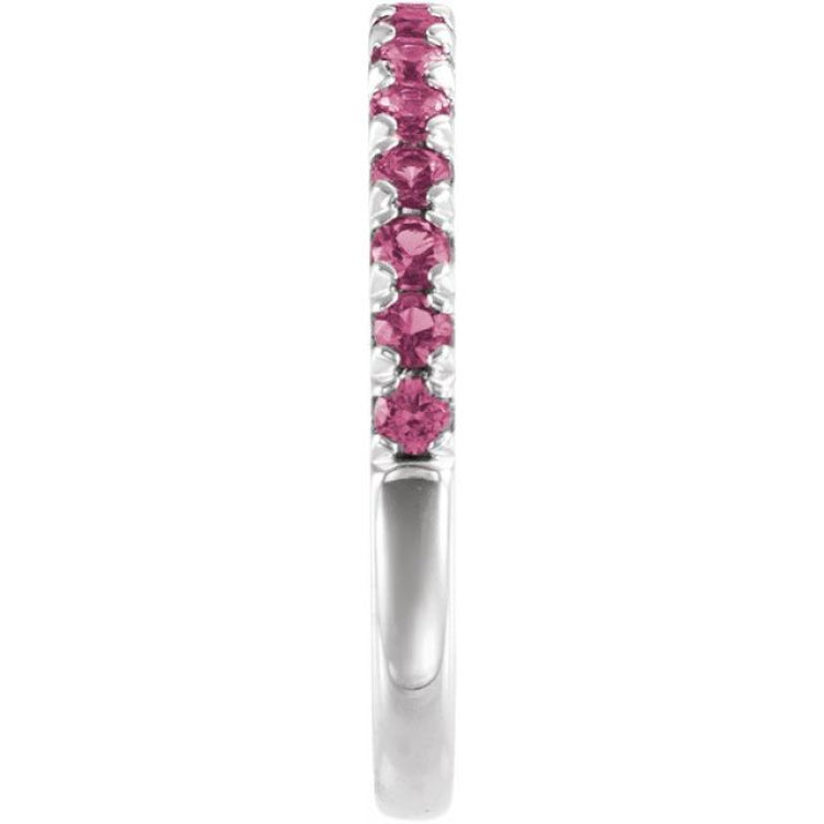 Sterling Silver Natural Pink Tourmaline Stackable Ring