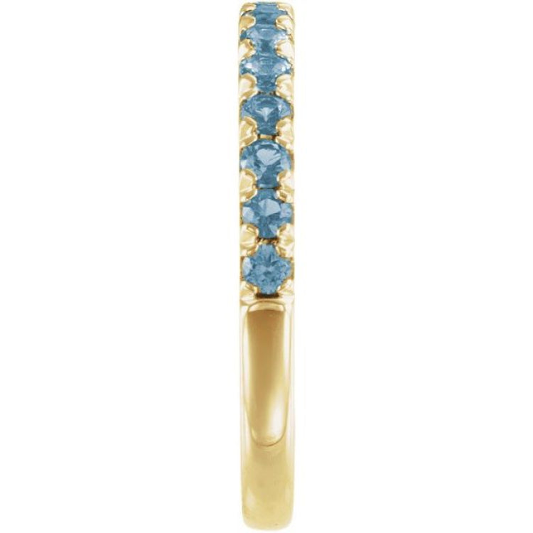 14K Yellow Gold Natural Aquamarine Stackable Ring