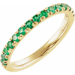14K Yellow Gold Lab-Grown Emerald Stackable Ring