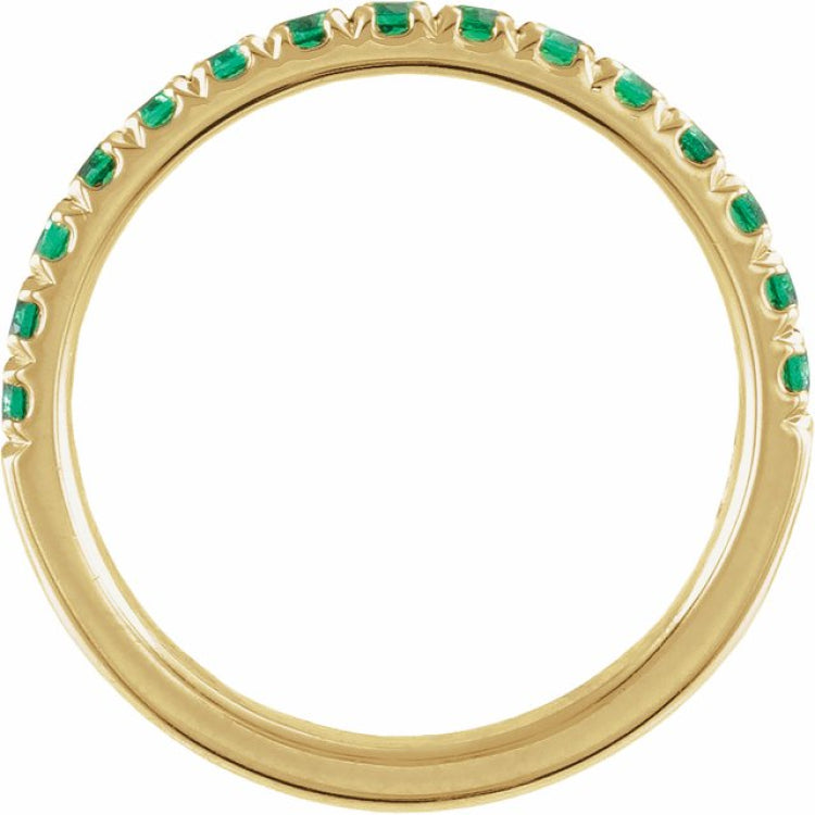14K Yellow Gold Lab-Grown Emerald Stackable Ring