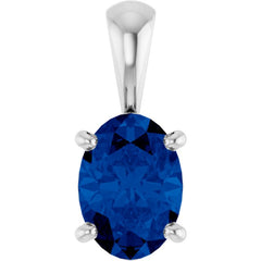Sterling Silver Lab-Grown Blue Sapphire Pendant