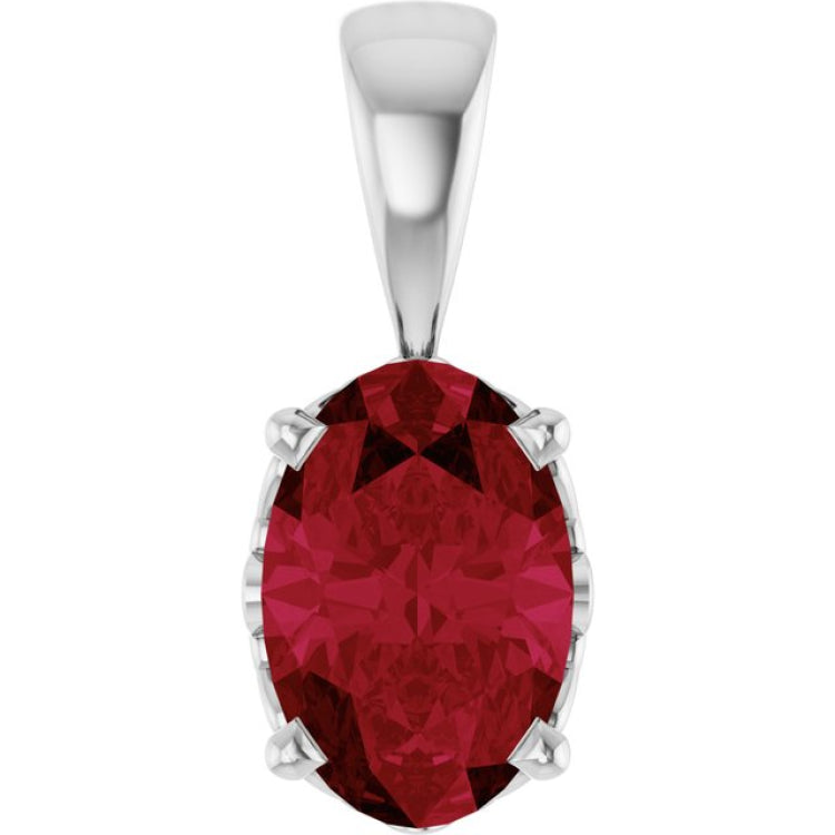 Sterling Silver Lab-Grown Ruby Pendant