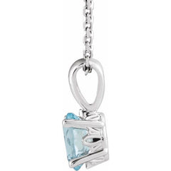 Sterling Silver Natural Aquamarine 16-18" Necklace
