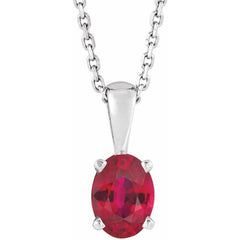 Sterling Silver Lab-Grown Ruby 16-18" Necklace