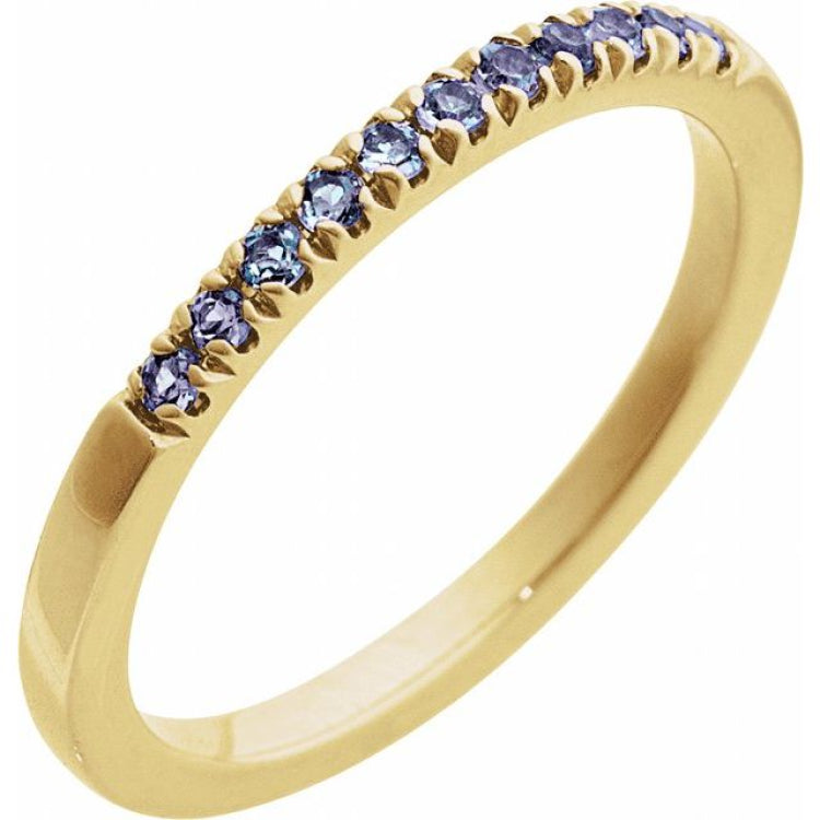 14K Yellow Gold Vermeil Lab-Grown Alexandrite Stackable Ring