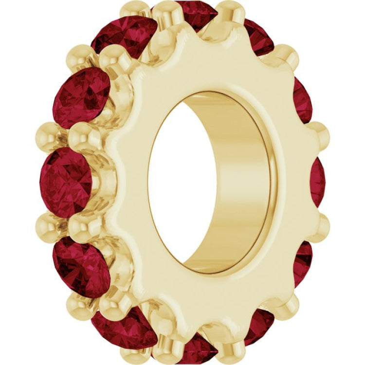 18K Yellow Gold-Plated Sterling Silver Lab-Grown Ruby Spacer Charm/Pendant
