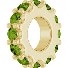 18K Yellow Gold-Plated Sterling Silver Natural Peridot Spacer Charm/Pendant