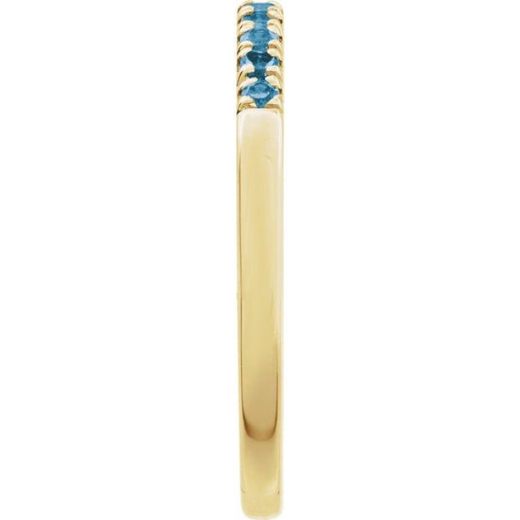 14K Yellow Gold Vermeil Natural London Blue Topaz Stackable Ring
