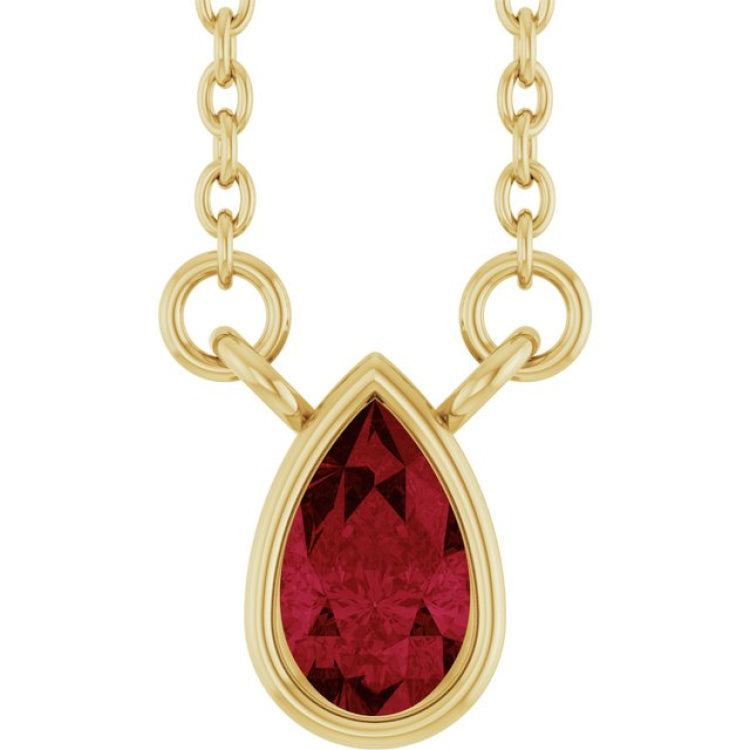 14K Yellow Gold Lab-Grown Ruby 18" Necklace