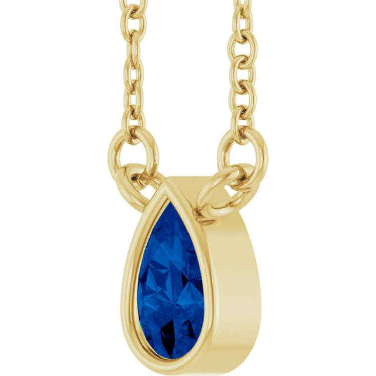 14K Yellow Gold Lab-Grown Blue Sapphire 18" Necklace