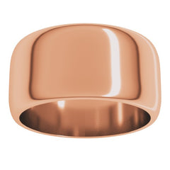 10K Rose Gold 10 mm Half Round Band Size 6