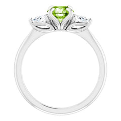 14K White Gold Natural Peridot & 1/4 CTW Natural Diamond Ring