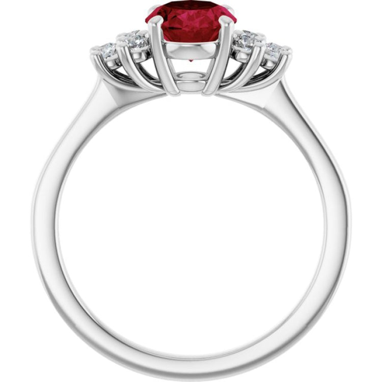 14K White Gold Lab-Grown Ruby & 1/6 CTW Lab-Grown Diamond Ring