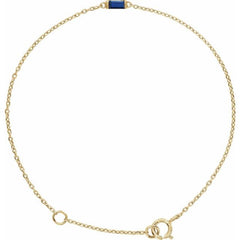 14K Yellow Gold Vermeil Lab-Grown Blue Sapphire 6 1/2-7 1/2" Bracelet