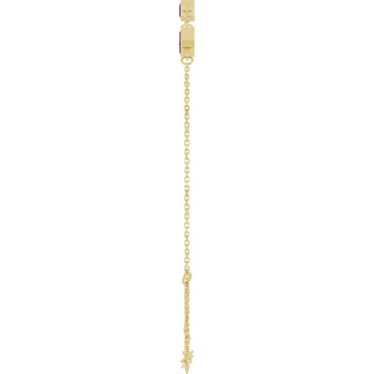 14K Yellow Gold Natural Amethyst Bezel-Set 3-Stone 7 1/2" Bracelet