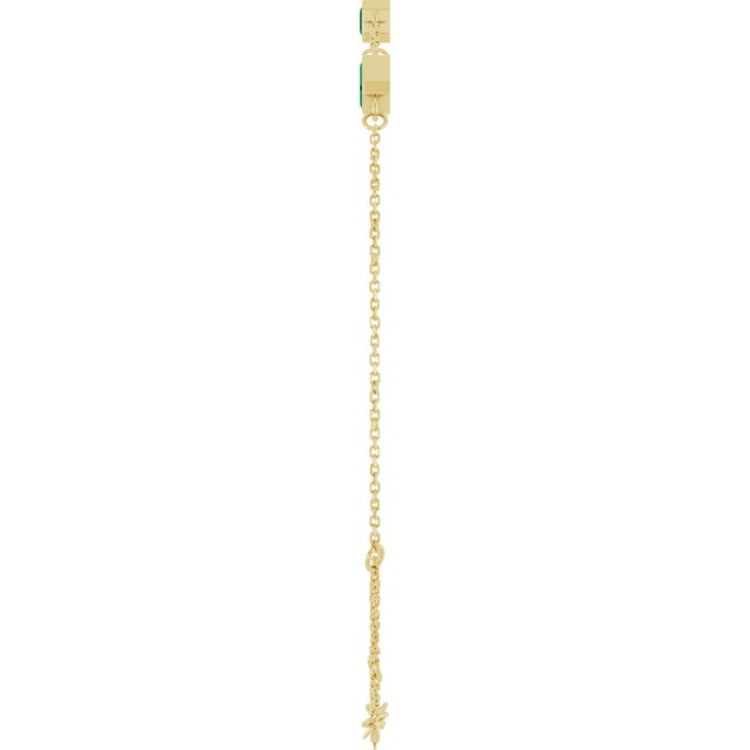 14K Yellow Gold Lab-Grown Emerald Bezel-Set 3-Stone 7 1/2" Bracelet