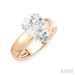 1/10 Ctw Pear Shape Round Cut Diamond Semi-Mount Engagement Ring in 14K Rose and White Gold