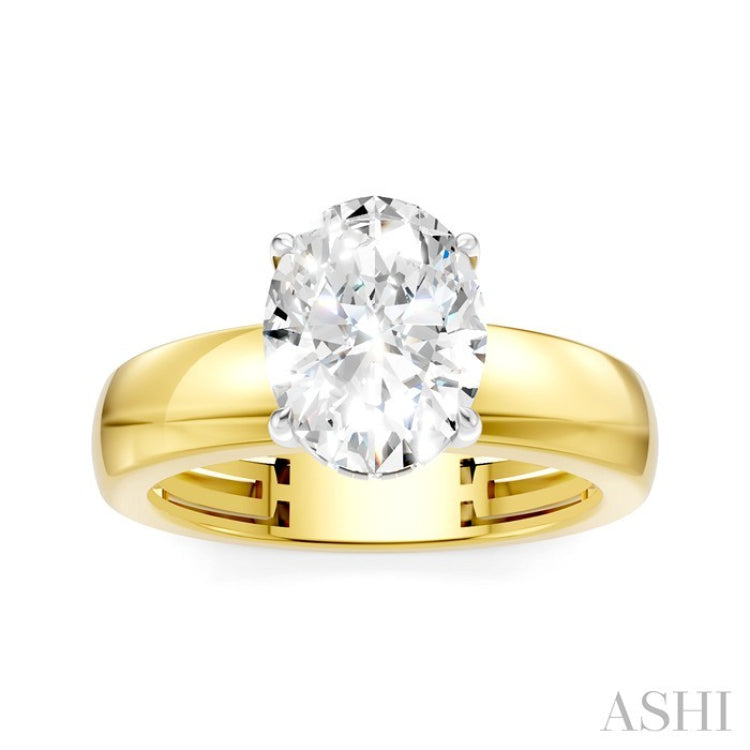 1/20 Ctw Oval Shape Round Cut Diamond Semi-Mount Engagement Ring in 14K Yellow and White Gold