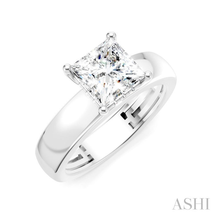 1/20 Ctw Princess Shape Round Cut Diamond Semi-Mount Engagement Ring in 14K White Gold