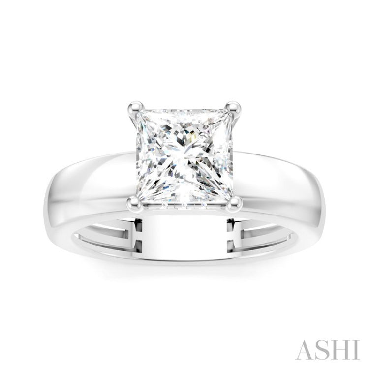 1/20 Ctw Princess Shape Round Cut Diamond Semi-Mount Engagement Ring in 14K White Gold