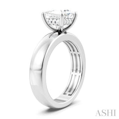 1/20 Ctw Princess Shape Round Cut Diamond Semi-Mount Engagement Ring in 14K White Gold