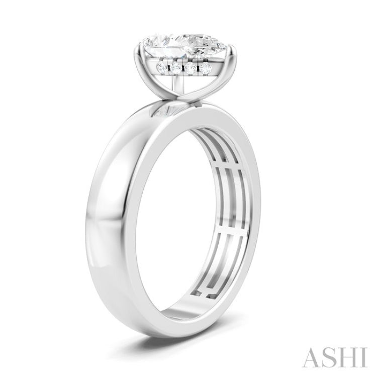 1/20 Ctw Pear Shape Round Cut Diamond Semi-Mount Engagement Ring in 14K White Gold