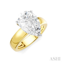 1/8 Ctw Pear Shape Round Cut Diamond Semi-Mount Engagement Ring in 14K Yellow and White Gold