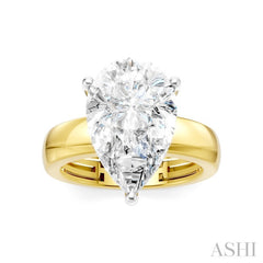 1/6 Ctw Pear Shape Round Cut Diamond Semi-Mount Engagement Ring in 14K Yellow and White Gold