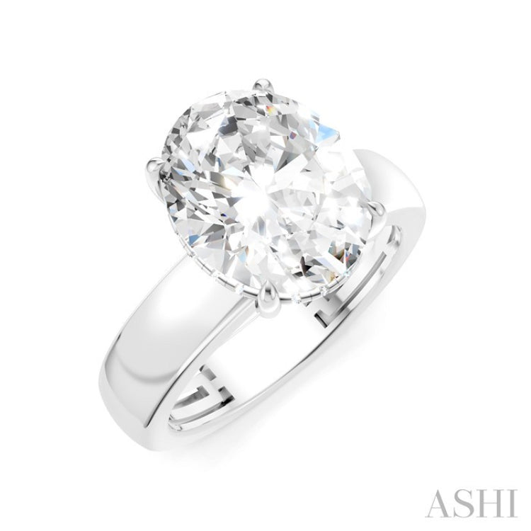 1/10 Ctw Oval Shape Round Cut Diamond Semi-Mount Engagement Ring in 14K White Gold