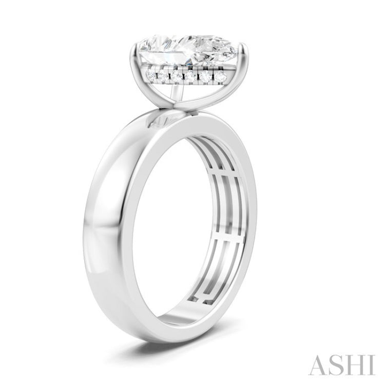 1/10 Ctw Pear Shape Round Cut Diamond Semi-Mount Engagement Ring in 14K White Gold