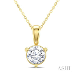 1 Ctw Round Cut Diamond Martini Solitaire Pendant With Chain in 14K Yellow Gold