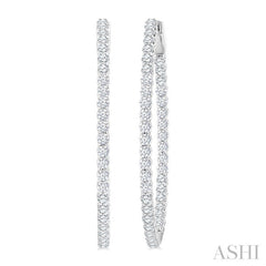 3 Ctw Inside-Out Round Cut Diamond 1/2-Inch Oval Hoop Earrings in 14K White Gold