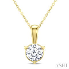 1/2 Ctw Round Cut Diamond Martini Solitaire Pendant With Chain in 14K Yellow Gold