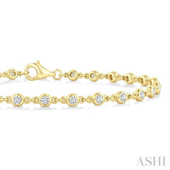 1 Ctw Bezel Set Round Cut Diamond Station Bracelet in 14K Yellow Gold