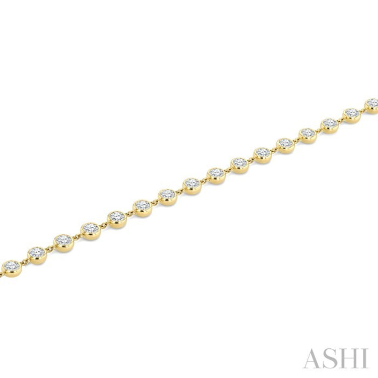 1/2 Ctw Bezel Set Round Cut Diamond Station Bracelet in 14K Yellow Gold