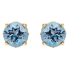 14K Yellow Gold Natural Aquamarine Scroll Setting® Stud Earrings