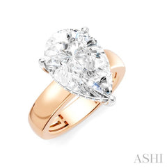 1/6 Ctw Pear Shape Round Cut Diamond Semi-Mount Engagement Ring in 14K Rose and White Gold