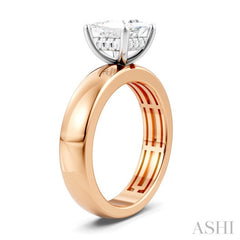 1/20 Ctw Princess Shape Round Cut Diamond Semi-Mount Engagement Ring in 14K Rose and White Gold