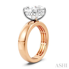 1/10 Ctw Oval Shape Round Cut Diamond Semi-Mount Engagement Ring in 14K Rose and White Gold