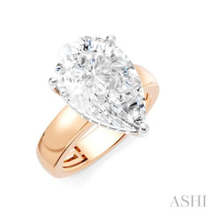 1/6 Ctw Pear Shape Round Cut Diamond Semi-Mount Engagement Ring in 14K Rose and White Gold