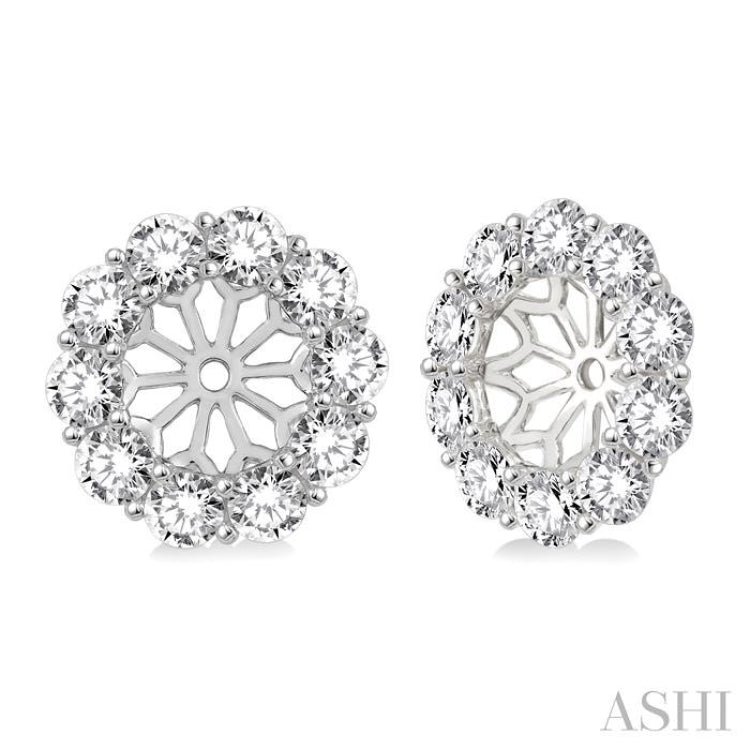 1 1/2 Ctw Round Cut Diamond Earrings Jacket in 14K White Gold