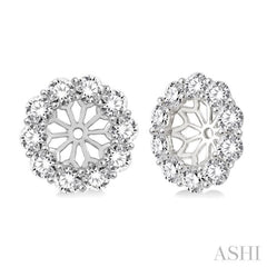 1 Ctw Round Cut Diamond Earrings Jacket in 14K White Gold
