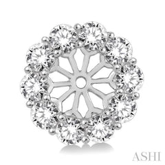 1 Ctw Round Cut Diamond Earrings Jacket in 14K White Gold