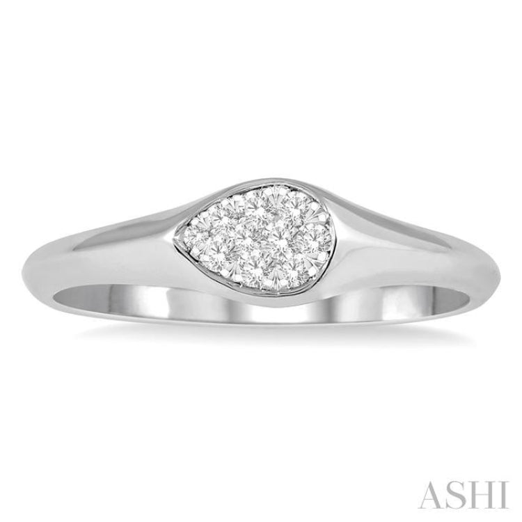 1/10 Ctw Pear Shape Lovebright Diamond Ring in 14K White Gold