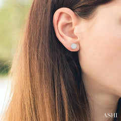 1/3 Ctw Lovebright Round Cut Diamond Bezel Stud Earring in 14K White Gold