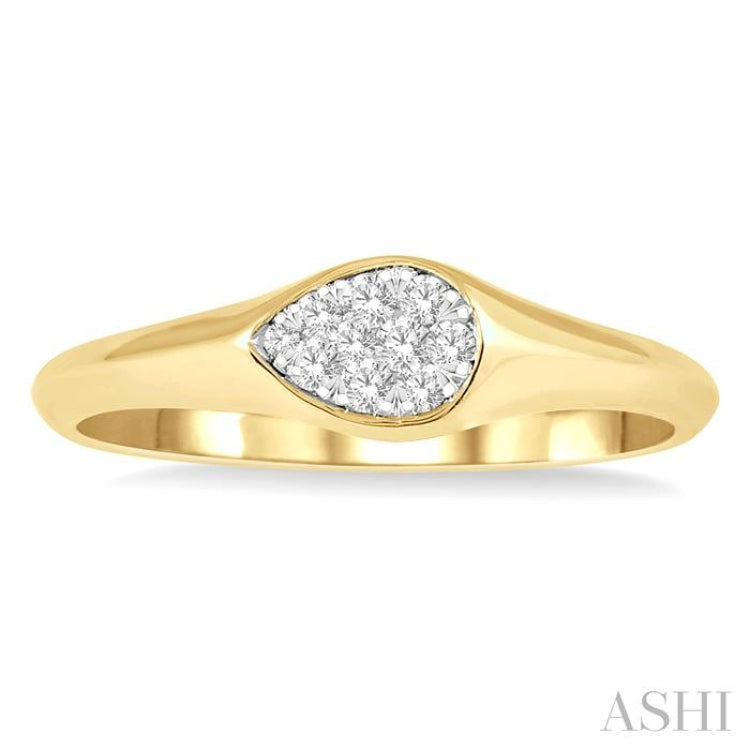 1/10 Ctw Pear Shape Lovebright Diamond Ring in 14K Yellow and White Gold