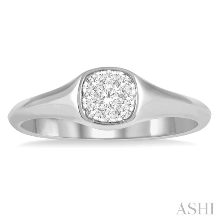 1/6 Ctw Cushion Shape Lovebright Diamond Ring in 14K White Gold